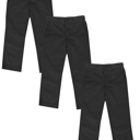 Black & Black & Black 18 3 Pack Boy's Stretch Slim Fit School Uniform Chino Pants